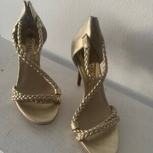 New Michael Kors gold breaded heels size 6
